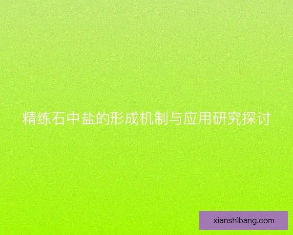 精练石中盐的形成机制与应用研究探讨