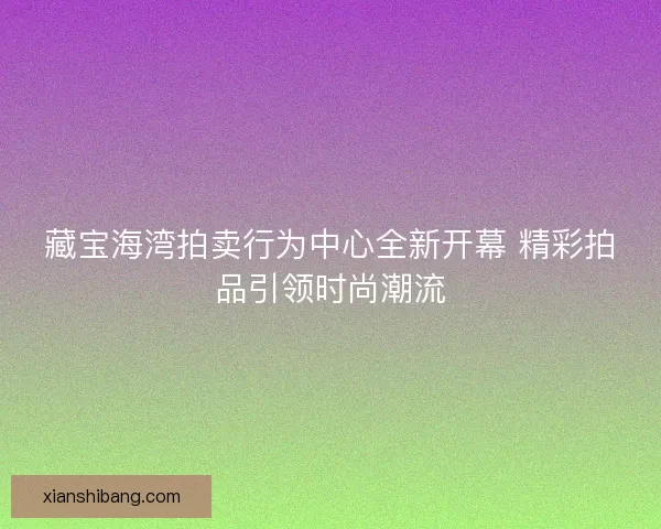 藏宝海湾拍卖行为中心全新开幕 精彩拍品引领时尚潮流