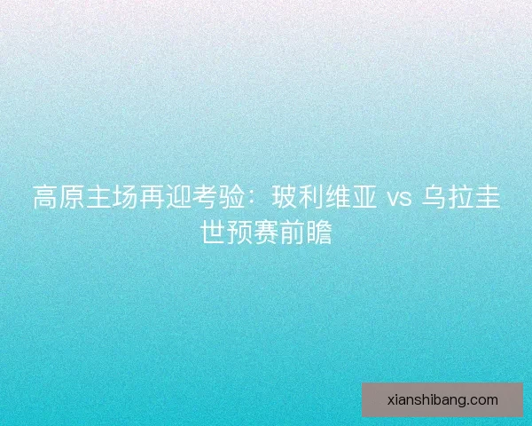 高原主场再迎考验：玻利维亚 vs 乌拉圭世预赛前瞻