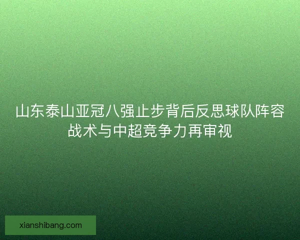 山东泰山亚冠八强止步背后反思球队阵容战术与中超竞争力再审视